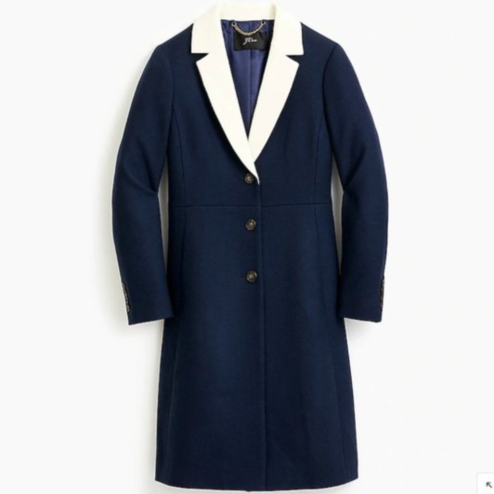 J.Crew Topcoat w/ contrast lapel double-serge wool